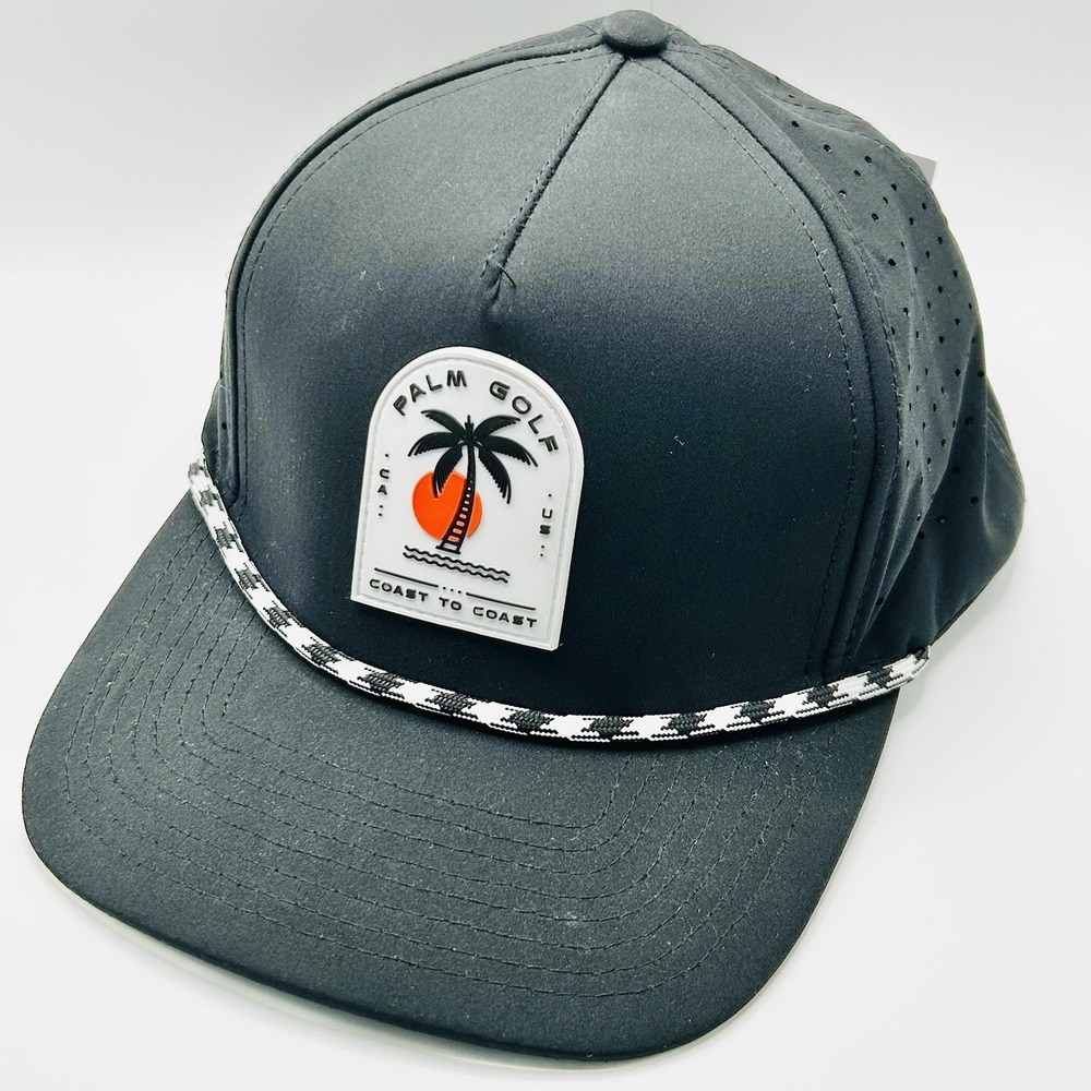 Palm Golf Coast to Coast Rope Hat Cap Snapback Adjustable Black Sports Outdoors